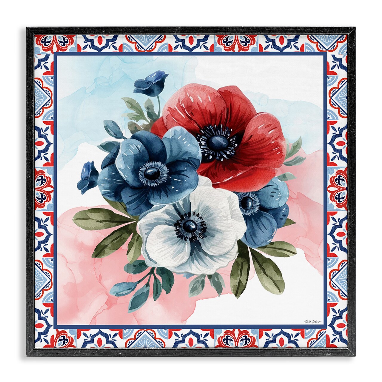 Stupell Industries Patriotic Poppies Bundle Framed Giclee, design by Nicole DeCamp